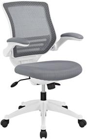 img 4 attached to 😊 Modway Edge Mesh Office Chair: Gray with White Base & Flip-Up Arms - Ideal for Computer Desks