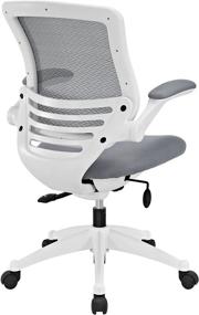 img 1 attached to 😊 Modway Edge Mesh Office Chair: Gray with White Base & Flip-Up Arms - Ideal for Computer Desks