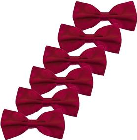 img 4 attached to 👔 Set of 6 Adjustable Pre Tied Bowties - Solid Color Formal Bow Ties for Boys