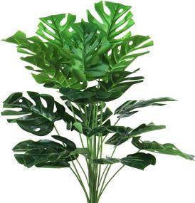 img 4 attached to Ollain Artificial Monstera Plant with Stems - Fake Tropical Palm Tree Greenery Leaves 🌿 for Safari Jungle Hawaiian Luau Party Table Decoration, Wedding, Birthday Theme Party - Enhanced SEO