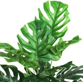 img 2 attached to Ollain Artificial Monstera Plant with Stems - Fake Tropical Palm Tree Greenery Leaves 🌿 for Safari Jungle Hawaiian Luau Party Table Decoration, Wedding, Birthday Theme Party - Enhanced SEO