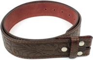 brown leather men's accessories with embossed western scrollwork logo