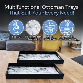 img 1 attached to 🖼️ Scratch-Proof Decorative Ottoman Tray Set with White Veins - Enhancing SEO