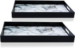 img 4 attached to 🖼️ Scratch-Proof Decorative Ottoman Tray Set with White Veins - Enhancing SEO