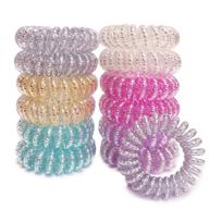 🌀 teqifu spiral hair ties, 12 pack coil hair elastics hair bands in multiple colors – waterproof phone cord hair scrunchies and accessories for women and girls logo