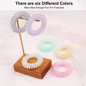 img 2 attached to 🌀 TEQIFU Spiral Hair Ties, 12 Pack Coil Hair Elastics Hair Bands in Multiple Colors – Waterproof Phone Cord Hair Scrunchies and Accessories for Women and Girls