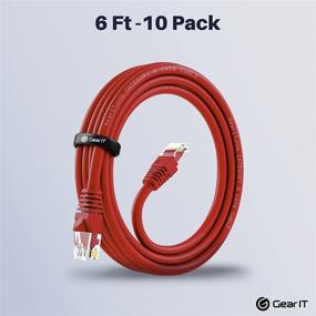 img 3 attached to 🔌 GearIT 10 Pack, Ethernet-кабель Cat 6 Cat6 Snagless Patch 6 футов - красный для эффективных компьютерных LAN-соединений с 10-портовым коммутатором POE, поддерживающим 10 портов Gigabit
