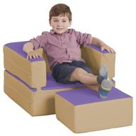 🪑 ergonomic and versatile ecr4kids softzone flip-flop convertible children's chair: purple and sand - a perfect blend of comfort and functionality logo