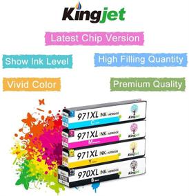 img 2 attached to Kingjet 970XL 971XL Compatible Ink Cartridge Replacement - Officejet Pro X576dw 🖨️ X451dn X451dw X476dw X476dn X551dw Printers - 4 Pack (Black, Cyan, Magenta, Yellow)