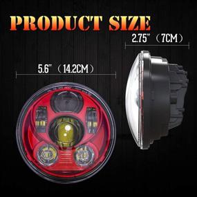 img 3 attached to 🔴 Высокопроизводительный 5,75-дюймовый круглый LED-фар для Harley Davidson Dyna Street Bob Low Rider Night Rod Train Softail Deuce Custom Sportster Iron 883 Projector, с красным светом