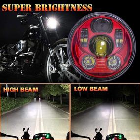 img 1 attached to 🔴 Высокопроизводительный 5,75-дюймовый круглый LED-фар для Harley Davidson Dyna Street Bob Low Rider Night Rod Train Softail Deuce Custom Sportster Iron 883 Projector, с красным светом