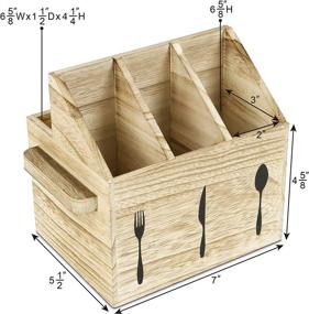 img 3 attached to Ikee Design Wooden Silverware Utensil Caddy with Handles - Holder for 🍴 Spoons, Knives, Forks, Napkins in Restaurants and Kitchens, 7”W x 5.5”D x 6.63”H