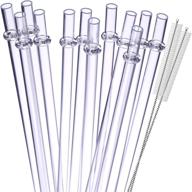 🥤 aizixin clear reusable hard plastic straws: bpa-free, 10.8inch, pack of 12 - perfect for yeti/rtic tumblers, tall cups, and mason jars. includes 2 cleaning brushes! logo