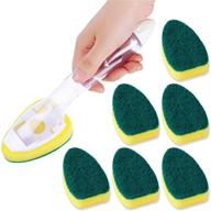 all-in-one dish wands and refill replacement heads for kitchen cleaning: 1 dish wand with 7 heavy duty sponge heads for bathtubs, floors, and more logo