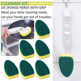 img 2 attached to All-in-One Dish Wands and Refill Replacement Heads for Kitchen Cleaning: 1 Dish Wand with 7 Heavy Duty Sponge Heads for Bathtubs, Floors, and More