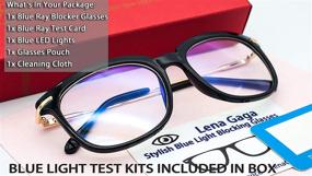 img 3 attached to 👓 Oversized Women's Computer Glasses with Stylish Blue Light Block Lens, Metal Temples, and Wide Face Fit - UV Glare Blocker, Eye Strain Relief