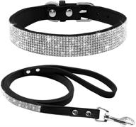 ✨ cute dazzling sparkling elegant fancy suede leather bling rhinestone crystal jeweled pet cat dog puppy collar leash combo set with haoyueer appeal logo