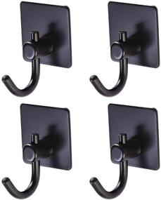 img 4 attached to 🔁 Waterproof Adhesive Hooks - Heavy Duty Wall Door Hangers for Hanging Towels, Robes, Bags, Coats - Kitchen/Bathroom Holder with Non-Slip Grip (4 Packs)