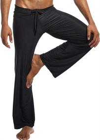 img 1 attached to 🥶 Stay Cool and Comfy: K-Men Mens Ice Silk Long Yoga Pant with Low Rise, Elastic Drawstring Sleep Bottom