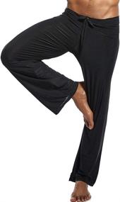 img 2 attached to 🥶 Stay Cool and Comfy: K-Men Mens Ice Silk Long Yoga Pant with Low Rise, Elastic Drawstring Sleep Bottom