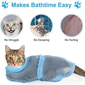img 3 attached to Honeydak 4 Pieces Cat Shower Set: 🐱 Bathing Bag, Nail Clipper, Pet Comb, Massage Brush+