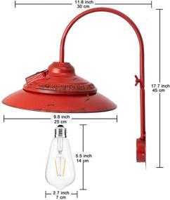 img 1 attached to 🏮 Red Vintage Rustic Solar Barn Light - Outdoor Wall Mount, Waterproof Décor Lighting for Patio, Garden, Deck, Path Courtyard - No Wiring Needed