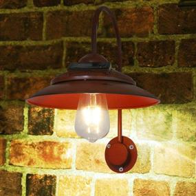 img 2 attached to 🏮 Red Vintage Rustic Solar Barn Light - Outdoor Wall Mount, Waterproof Décor Lighting for Patio, Garden, Deck, Path Courtyard - No Wiring Needed