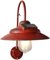 🏮 red vintage rustic solar barn light - outdoor wall mount, waterproof décor lighting for patio, garden, deck, path courtyard - no wiring needed логотип