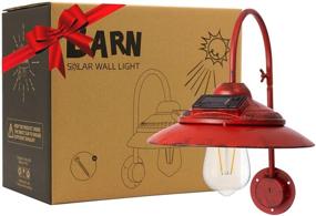 img 3 attached to 🏮 Red Vintage Rustic Solar Barn Light - Outdoor Wall Mount, Waterproof Décor Lighting for Patio, Garden, Deck, Path Courtyard - No Wiring Needed