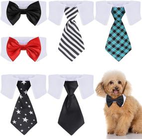 img 4 attached to Collar Adjustable Striped Costume Necktie Dogs