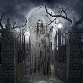 img 2 attached to 👻 5.9FT Halloween Ghost Decorations | Hanging Ghosts Skeleton Grim Reaper | Flying Ghost Decor for Haunted House | Halloween Decoration Props with Glowing Eyes & Creepy Sounds | Yard Porch Tree