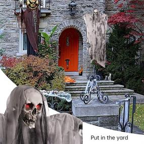 img 1 attached to 👻 5.9FT Halloween Ghost Decorations | Hanging Ghosts Skeleton Grim Reaper | Flying Ghost Decor for Haunted House | Halloween Decoration Props with Glowing Eyes & Creepy Sounds | Yard Porch Tree