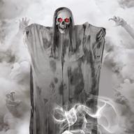 👻 5.9ft halloween ghost decorations | hanging ghosts skeleton grim reaper | flying ghost decor for haunted house | halloween decoration props with glowing eyes & creepy sounds | yard porch tree logo