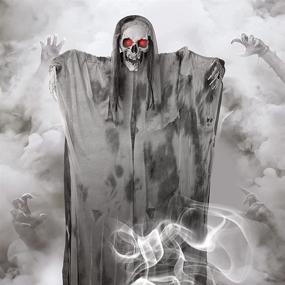 img 4 attached to 👻 5.9FT Halloween Ghost Decorations | Hanging Ghosts Skeleton Grim Reaper | Flying Ghost Decor for Haunted House | Halloween Decoration Props with Glowing Eyes & Creepy Sounds | Yard Porch Tree