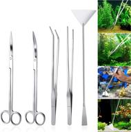 🐠 ultimate aquarium tools kit: ueetek 5 in 1 stainless steel fish tank aquatic plant tweezers scissor spatula sets logo