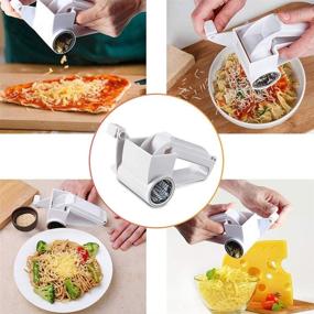 img 1 attached to 🧀 Stainless Steel Drum Rotary Cheese Grater - Manual Handheld Cutter for Hard Cheese, Chocolate, Nuts & More | White Hand Crank Kitchen Tool