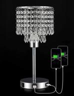 💡 silver crystal bedside table lamp with dual usb charging port: elegant shade, decorative desk lamp for bedrooms/living room/dining room/kitchen (bulb not included) logo