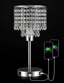 img 4 attached to 💡 Silver Crystal Bedside Table Lamp with Dual USB Charging Port: Elegant Shade, Decorative Desk Lamp for Bedrooms/Living Room/Dining Room/Kitchen (Bulb Not Included)