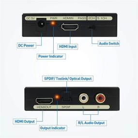 img 3 attached to Извлекатель аудио Auprite 4K HDMI - HDMI в HDMI + оптика + аудио в RCA L/R стерео - адаптер конвертер аудио HDMI - поддерживает 4K, 3D, 1080P - идеально подходит для телевизора, Firestick, PS3/PS4/PS5, Blu-Ray DVD-плееров и многого другого.