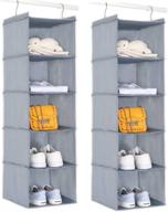 👕 brilliantjo 5-shelf hanging closet organizer, 2pcs clothes storage hanging shelves with hook, 43x12x12 (blue-gray) - enhanced seo logo