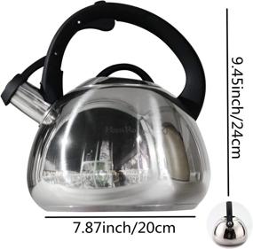 img 3 attached to ☕ Shangzher Silver Stainless Steel Tea Pot Stove Top Kettle - Whistling 3.2 Quart Fixed Silicone Handle Sphere
