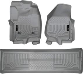 img 4 attached to 🐾 Husky Liners - 99712: Weatherbeater Front & 2nd Seat Floor Mats for 2012-16 Ford F-250/F-350 Crew Cab – Grey, Footwell Coverage