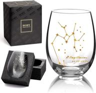 🏹 sagittarius gifts: golden 20oz crystal stemless wine glass - zodiac astrology birthday gift for women & men logo