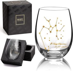 img 4 attached to 🏹 Sagittarius Gifts: Golden 20oz Crystal Stemless Wine Glass - Zodiac Astrology Birthday Gift for Women & Men