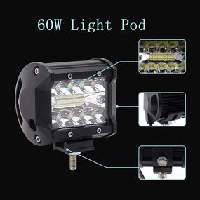 img 2 attached to 🚨 Yucnaco LED Pods Light - 4-Inch, 8PCS 60W Triple Row Flood Spot LED Light Bar - Waterproof Off Road Driving Fog Light for Boat Truck ATV UTV Jeeps Car