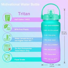 img 3 attached to 🥤 Half Gallon Water Bottle No Straw - 64 OZ BPA Free Motivational Water Jug with Time Marker & Flip Top Leakproof Lid - Reusable for Outdoor Sports