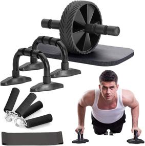 img 4 attached to 🔥 Max4out Ab Roller Wheel: Ultimate 7-in-1 Ab Roller Kit with Knee Pad, Push Up Bars, Hand Grips, and Resistance Bands - Perfect Home Workout Equipment for Abdominal Exercise and Ab Workouts - Men and Women