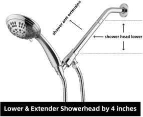 img 1 attached to 💦 Upgrade Your Shower Experience with Stainless Steel Yandls Shower Head Extender: Adjustable Lower Shower Head, Chrome Extension Arm, Bathroom Shower Accessory (5 inch)