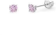 3mm round solitaire basket set stud earrings in 14k 💎 white gold with screw back - available in 12 vibrant colors logo