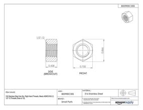 img 1 attached to 🔩 Pack of 10 316 Stainless Steel Hex Nuts - ASME B18.2.2, 5/8"-11 Thread Size, 15/16" Width, 35/64" Thick, Plain Finish